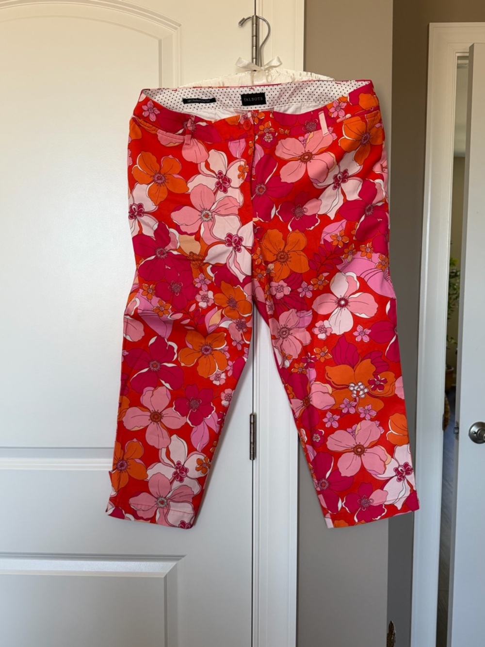 Talbots Floral Crop Pants in Pink and Orange- pretty print!